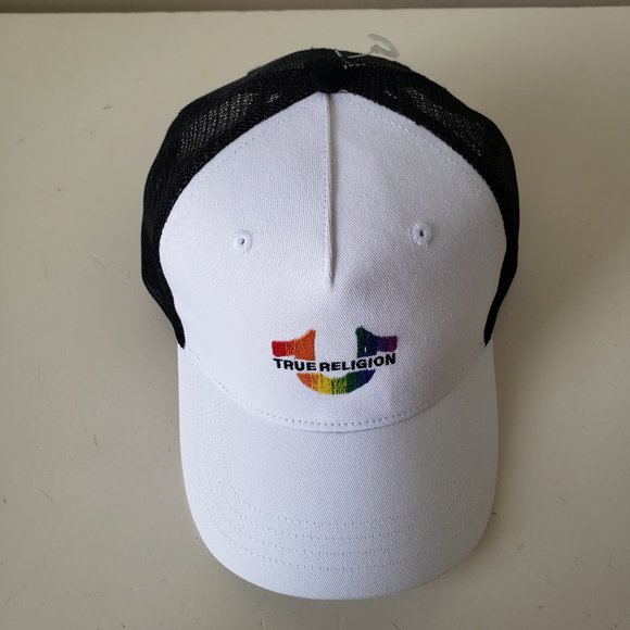 True Religion Horseshoe Logo Rainbow Adjustable Snapback Hat Cap Trucker Mesh - Picture 6 of 10